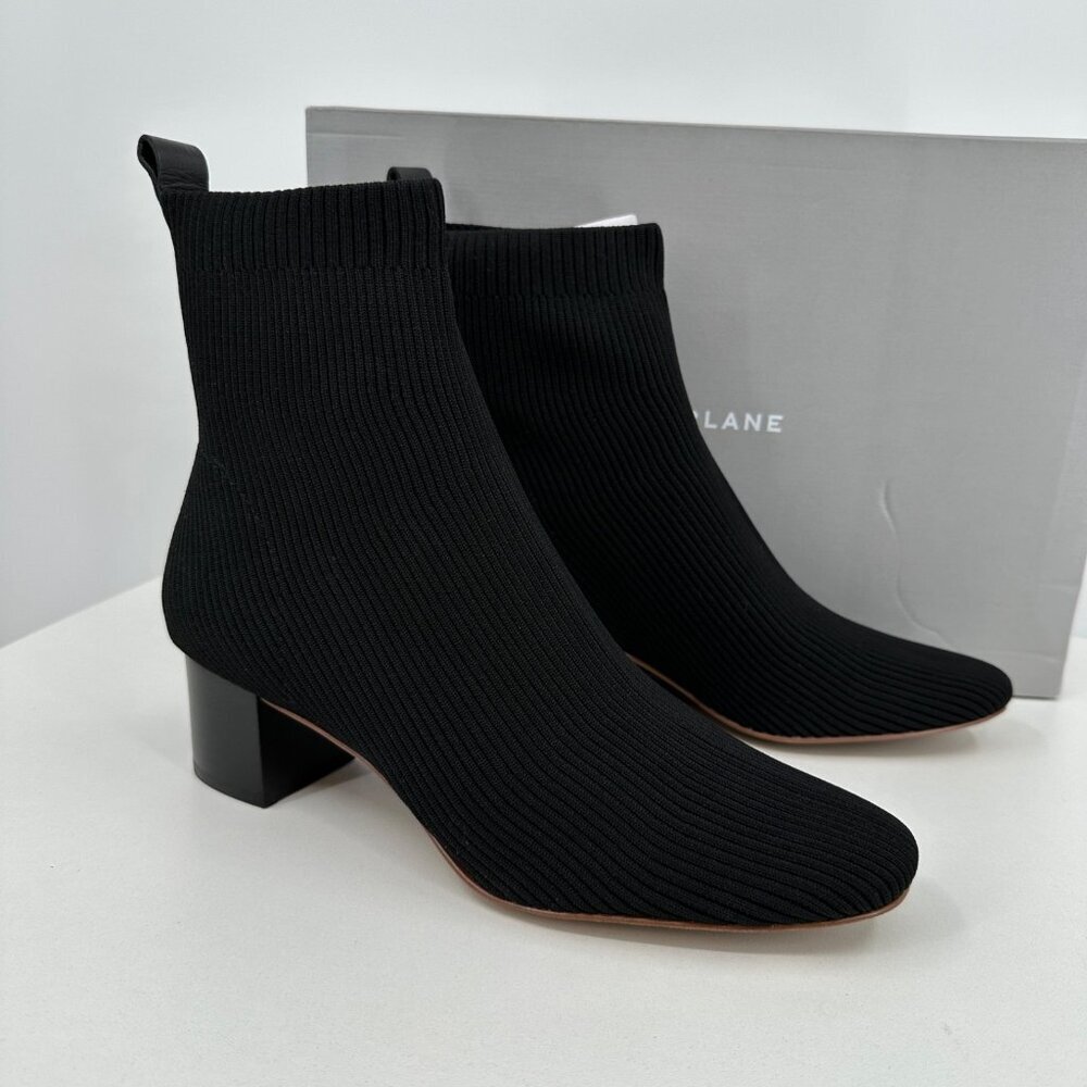 Everlane The Glove Boot in Black size 10.5 Women's Stretch Rib Knit Ankle Bootie